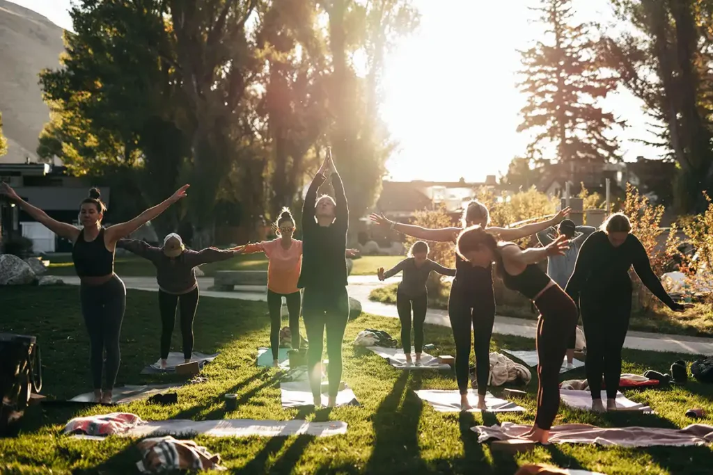 group of people doing some exercises