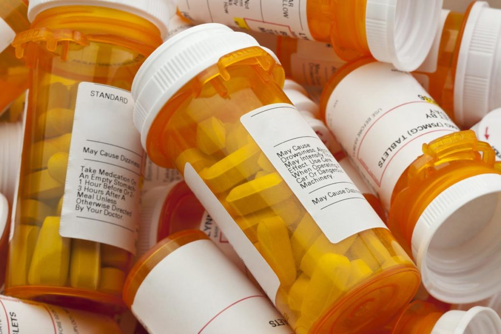 Bottles of prescription medicine opioids