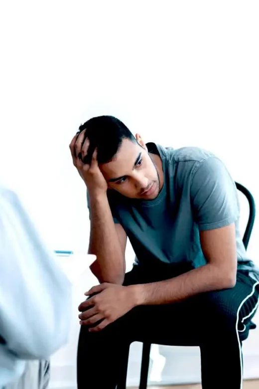 a young man during his stress management therapy