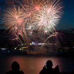 photo of two people celebrating new year watching fireworks
