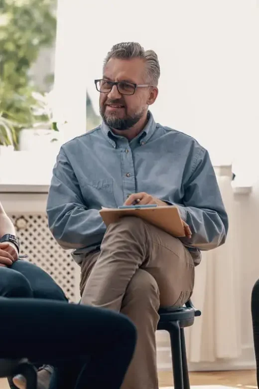 a photo of a family during a therapy