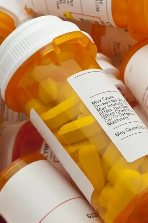 Bottles of prescription medicine opioids