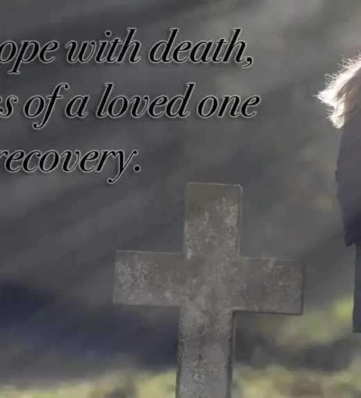 a woman grieving in the cemetery coping with death of a loved-one