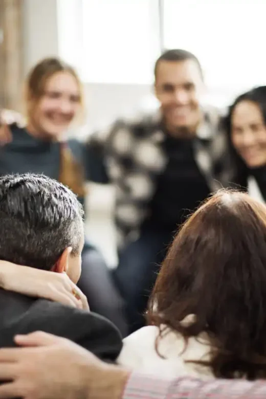 men and women during group therapy in addiction treatment center in riverside california