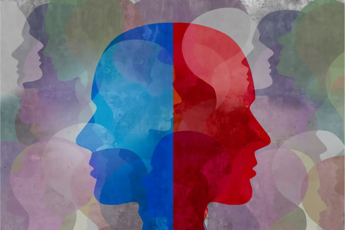 faces abstract design Borderline Personality Disorder and Drug Addiction concept