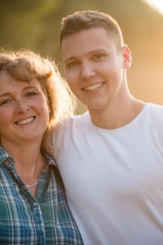 Mother with her adult son