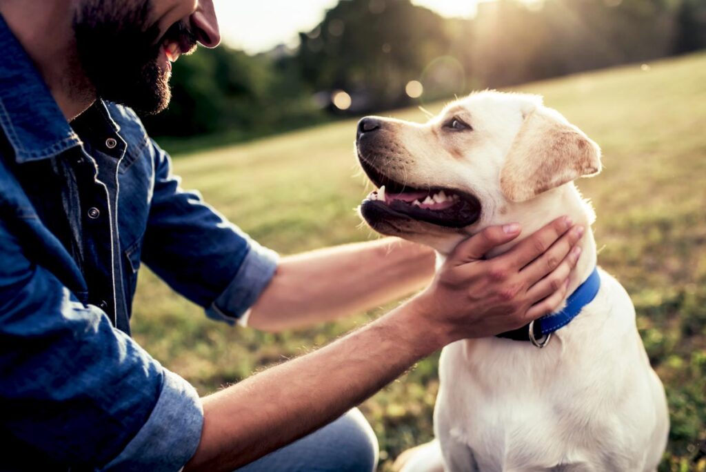 a man with his pet in riverside drug and alcohol rehab center