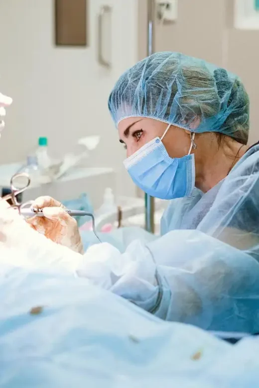 a female patient during surgery