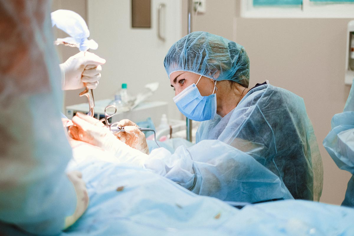 a female patient during surgery