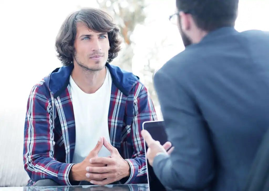 a male client during therapy from an evidenced based program
