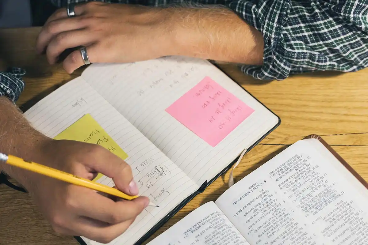 a man reading bible during his devotion