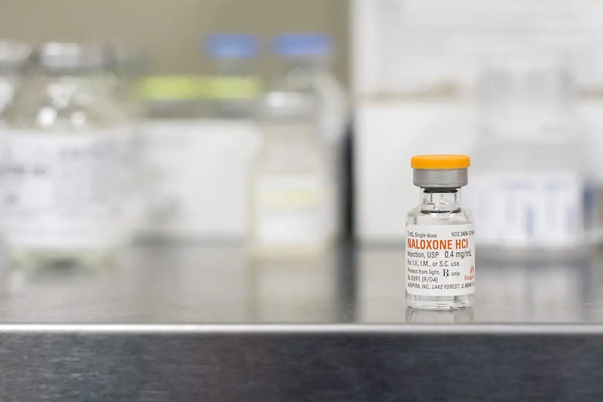 Editorial License_Vial of Naloxone drug which is used for opiate drug overdose