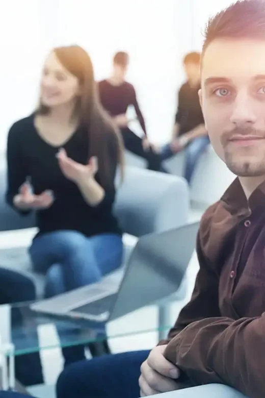 a man from a long term rehab center looking at the camera