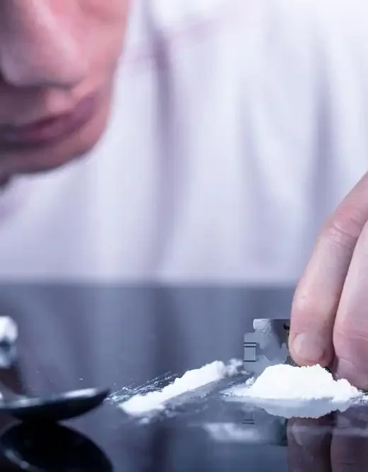 man struggling with cocaine addiction