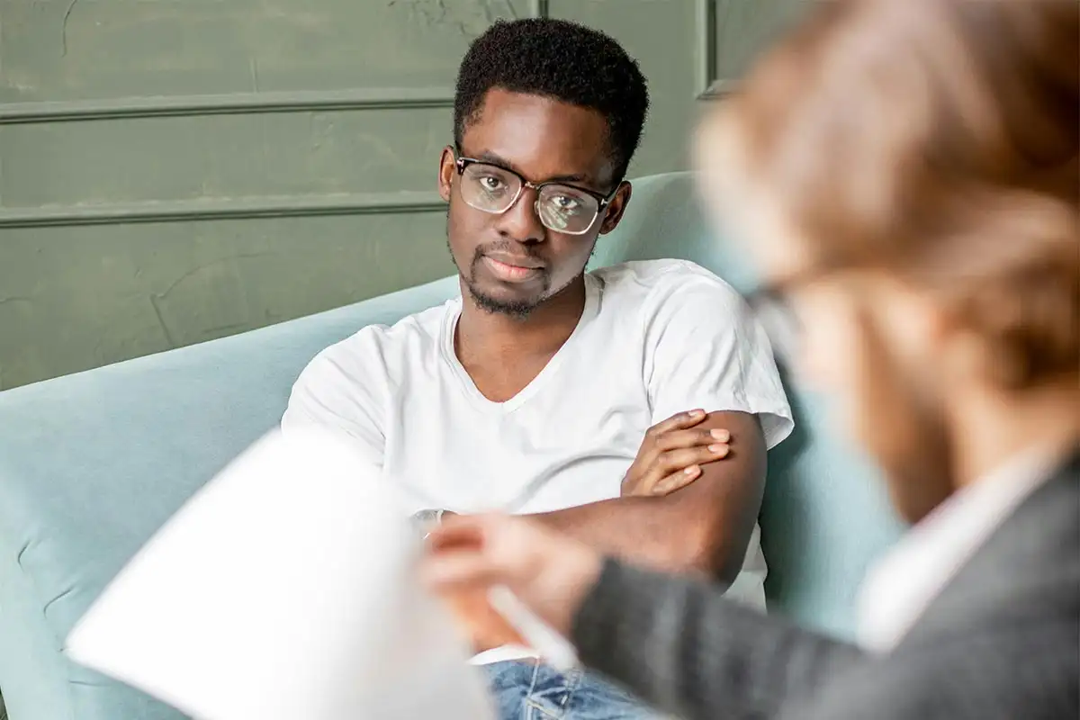 man with anger management during treatment