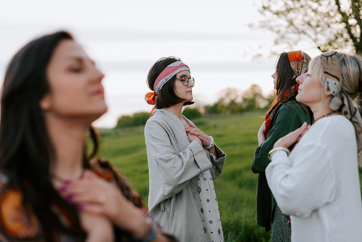 women doing breathwork exercises in drug and alcohol rehab center los angeles california