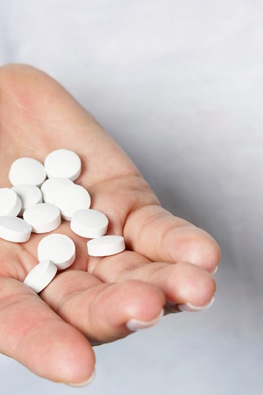 a handful of white medicines captagon concept middle eastern drug