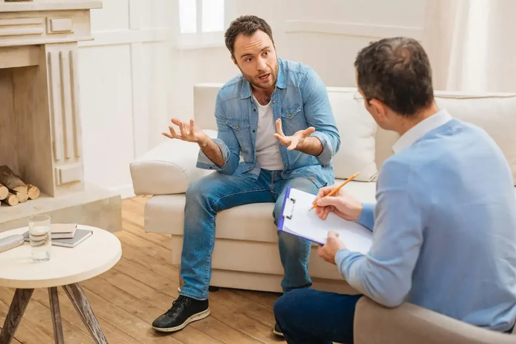 a male client during his cognitive behavioral therapy in riverside california