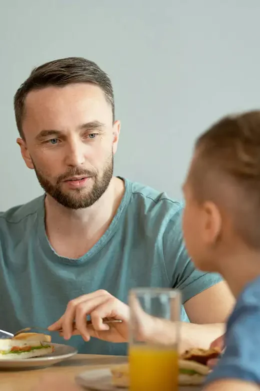 dad talking to his son about his plan to go to rehab