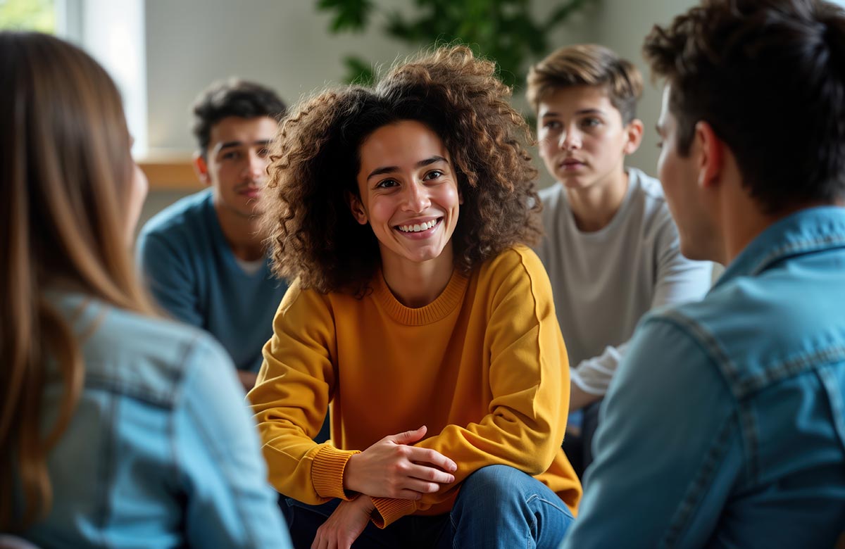 young people during group therapy at a detox center
