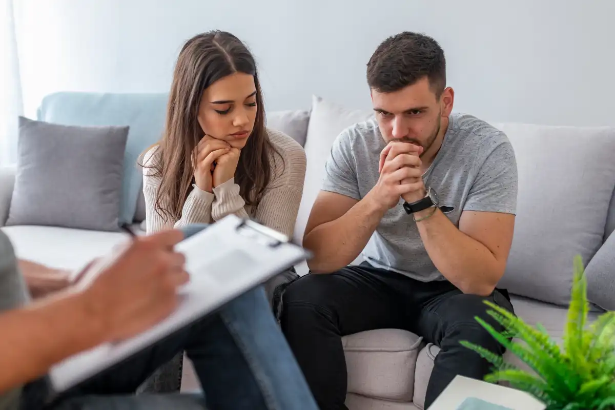 wife and husband during family counseling at drug and alcohol rehab in riverside california