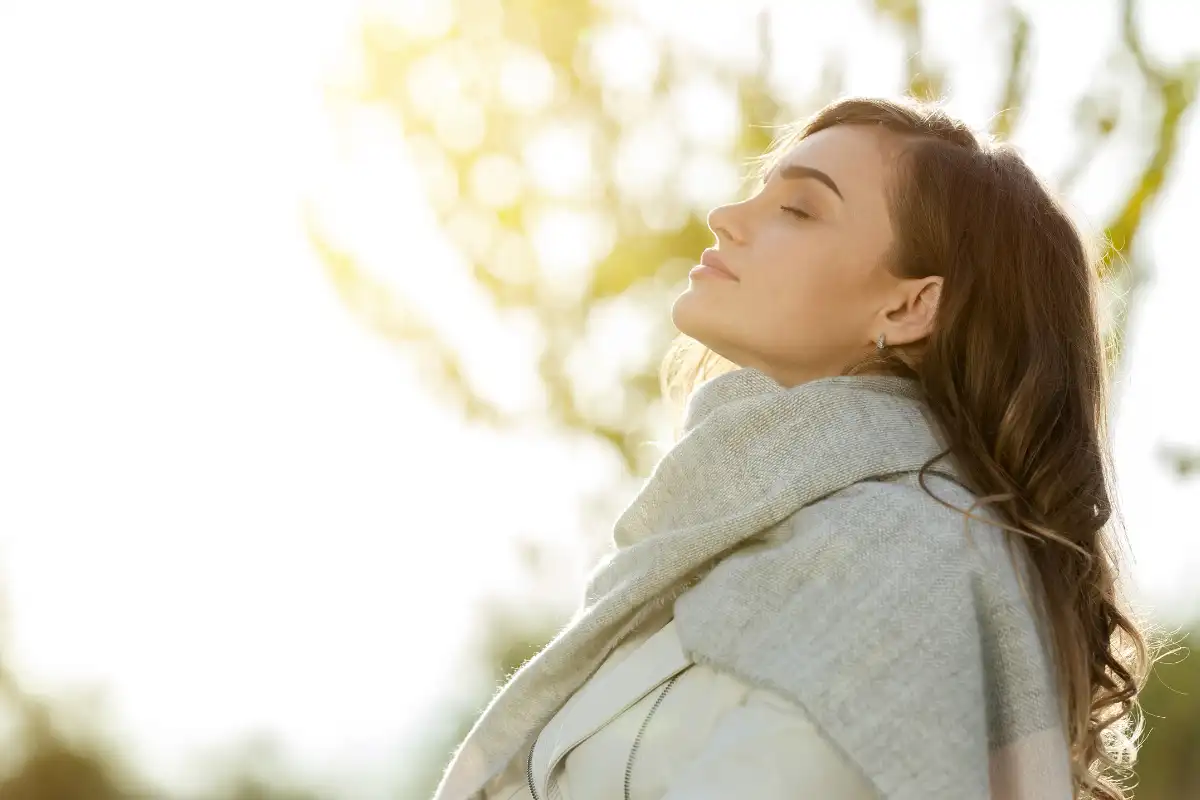 Woman feeling the peaceful place