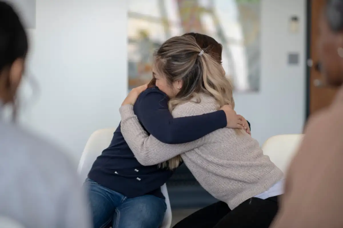 Hugs during a group therapy class