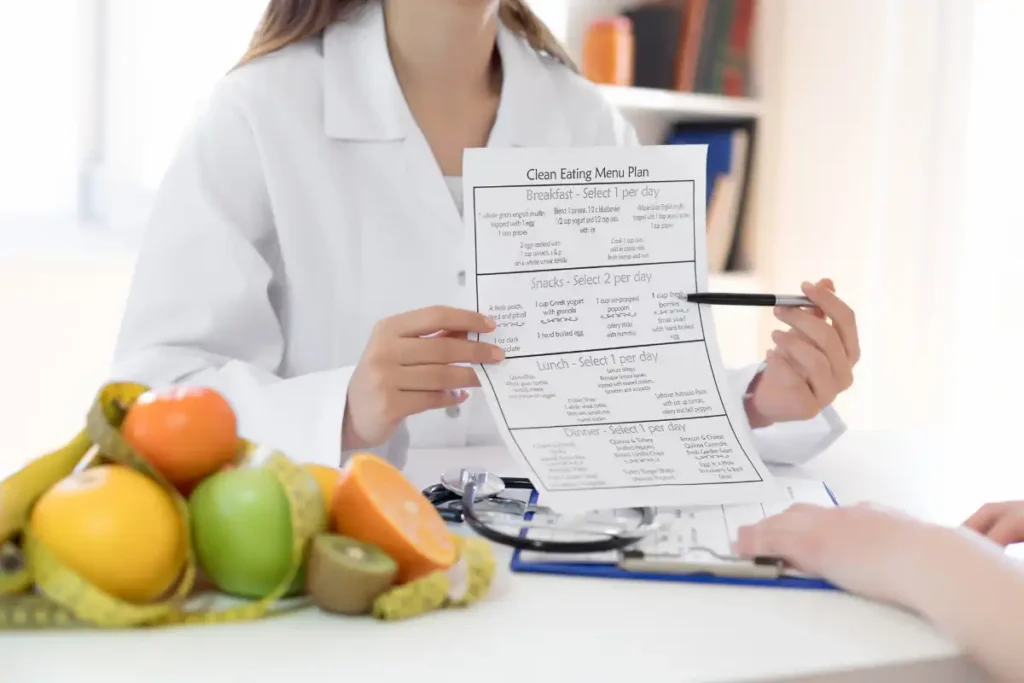 Nutritionist showing nutrition plan