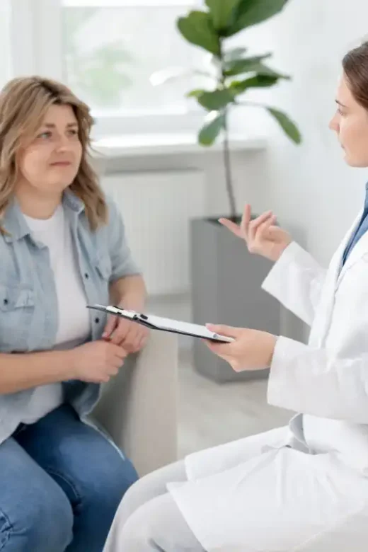 Woman Consulting a doctor in Clinic regard detox treatment