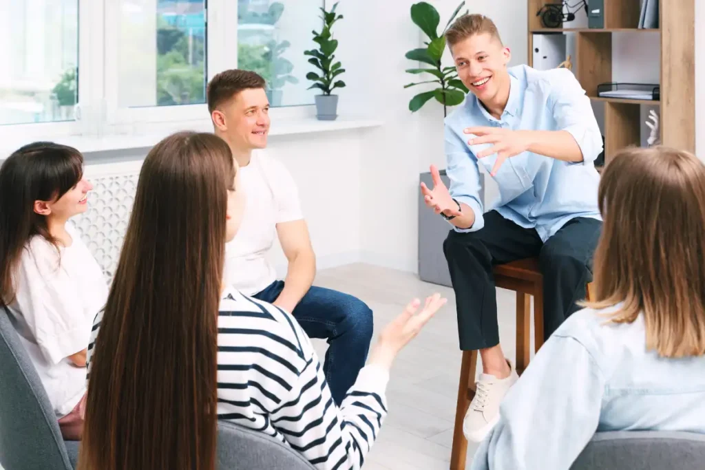 men and women during group therapy at residential treatment (1)