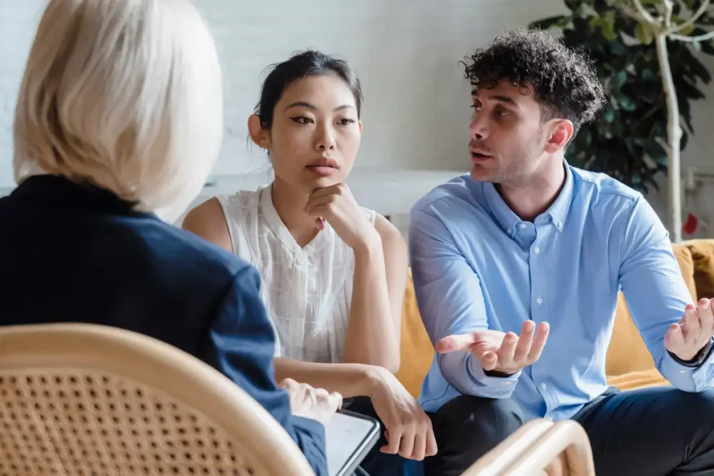 Young Man and Woman couple during a family intervention