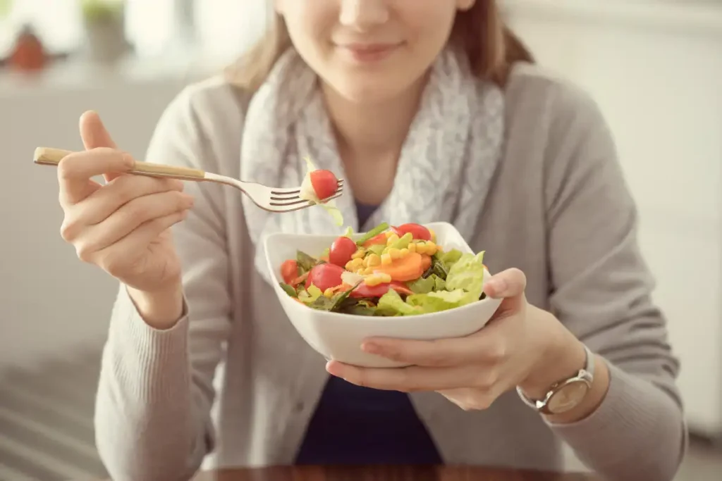 Healthy nutrition eating salad concept