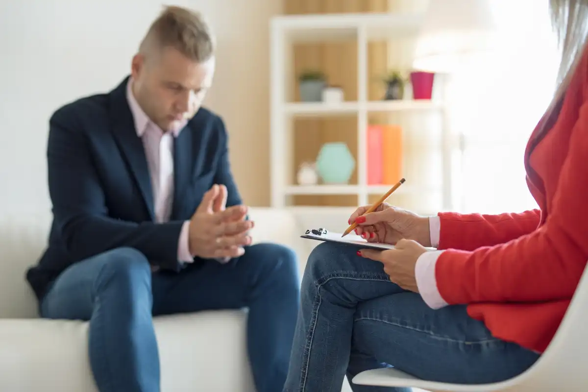 Man at consultation with psychologist