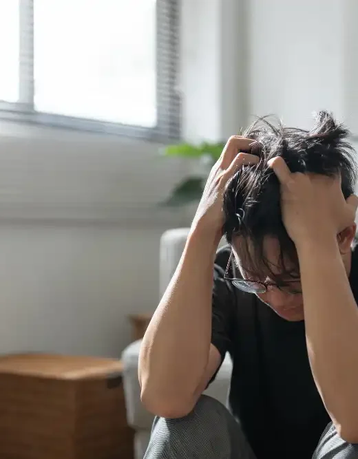Sad male with anxiety