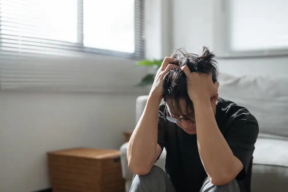 Sad male with anxiety