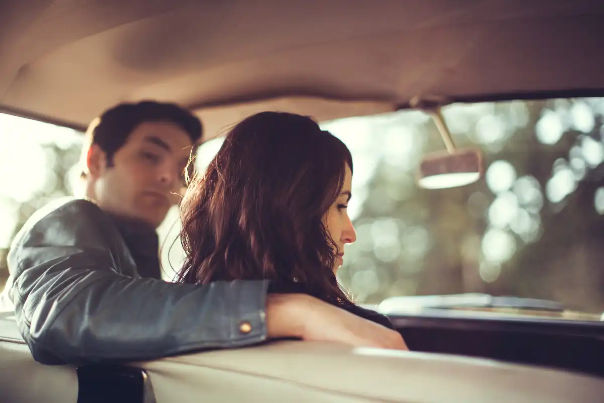 Car Vintage Interior Couple Conflict
