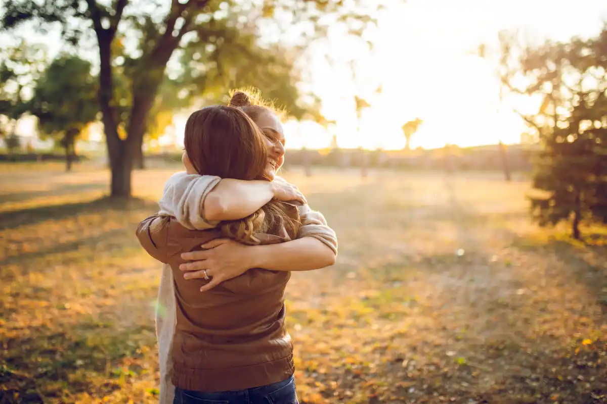 Strong emotional resilience two women hugging