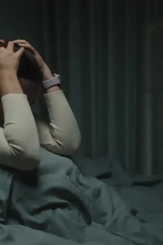 Woman depression and anxiety at night.
