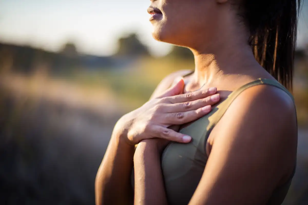 woman practicing deep breathing