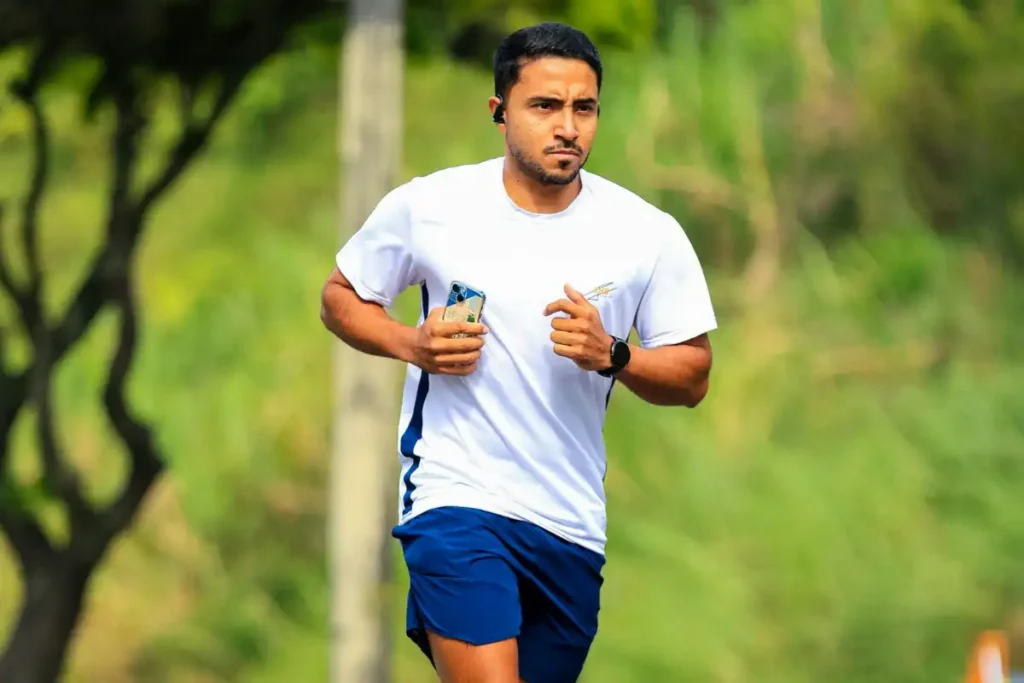 Man Jogging Outdoors in Summer Daytime