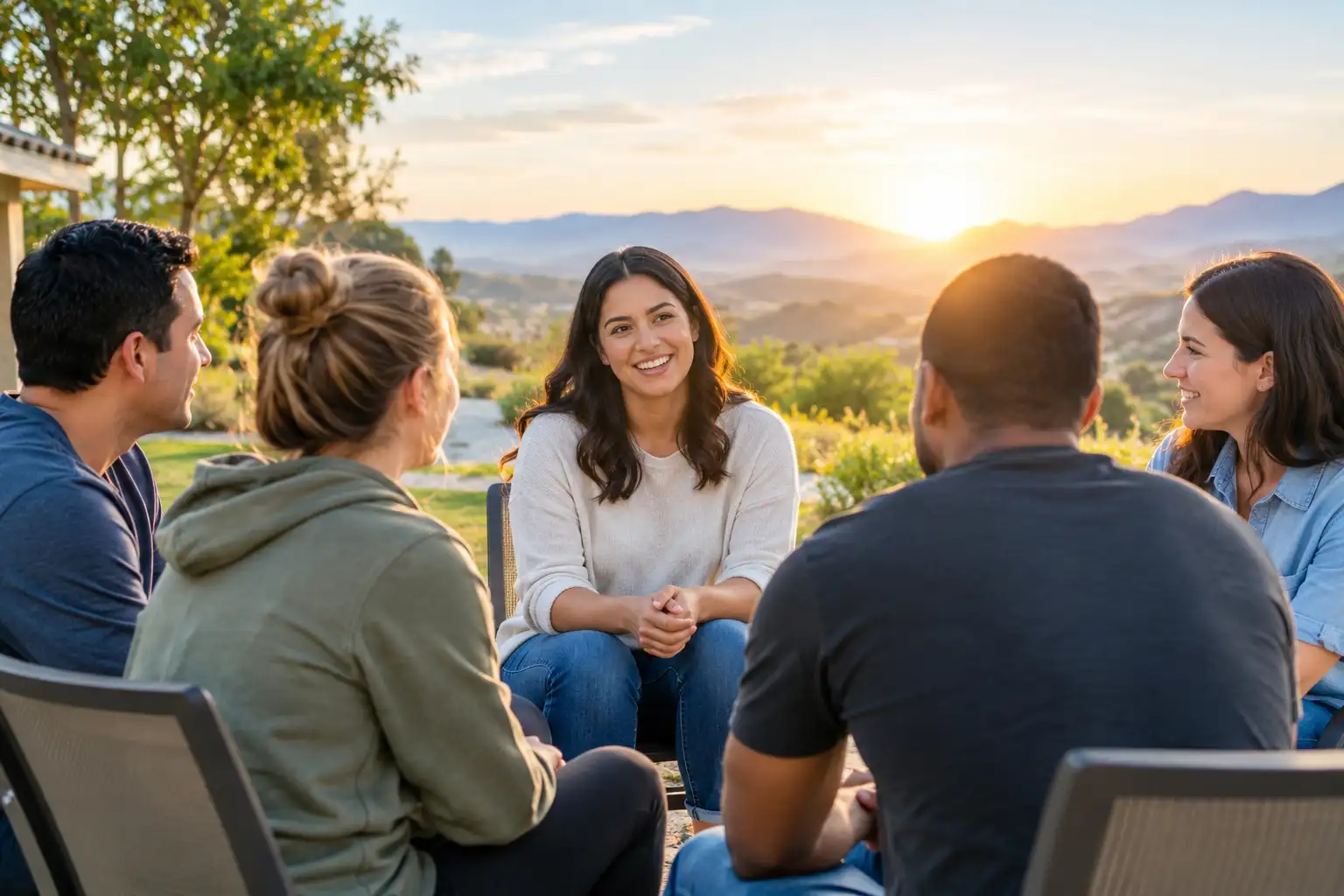 Supportive Circle at Golden Hour