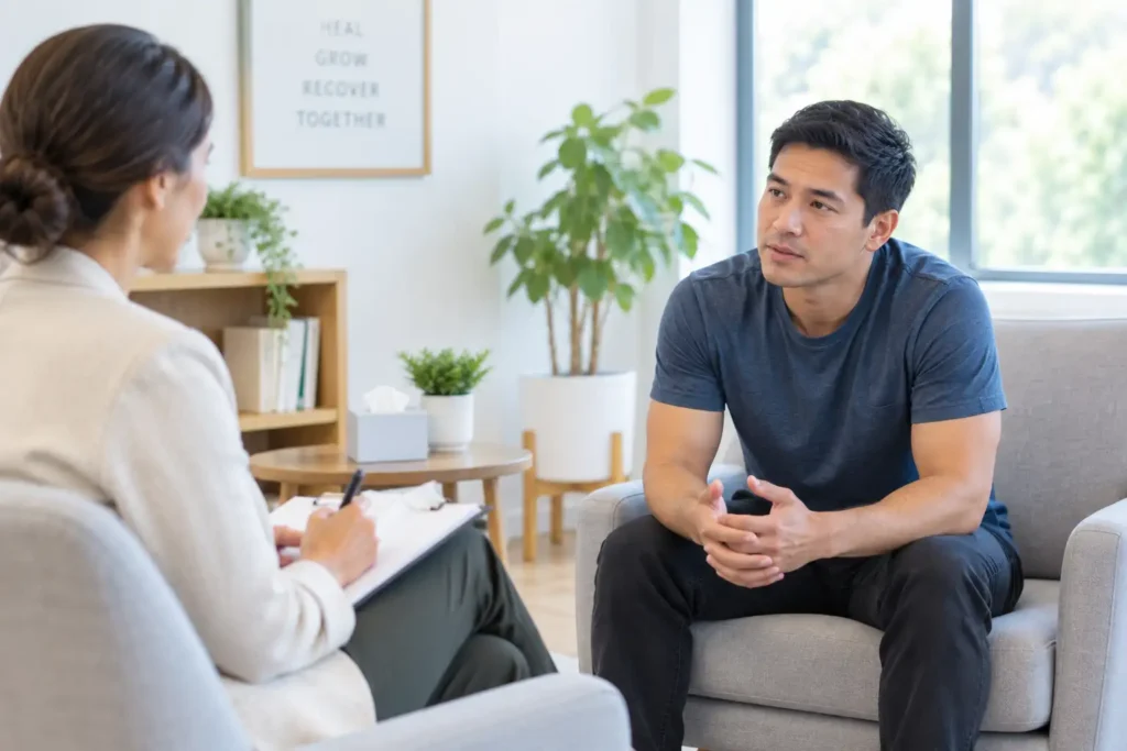 a man during individual therapy in Southern California drug and alcohol rehab