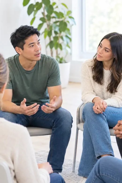 a photo of group therapy in a drug and alcohol treatment center in Southern California