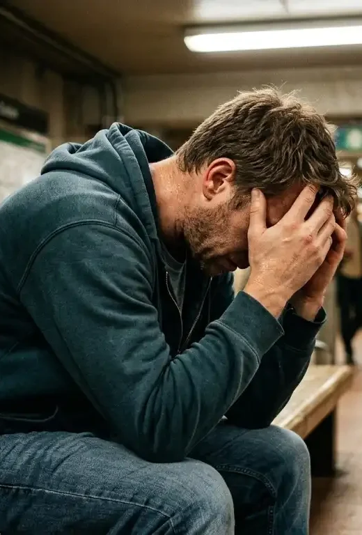 man with anxiety attack and substance use problem