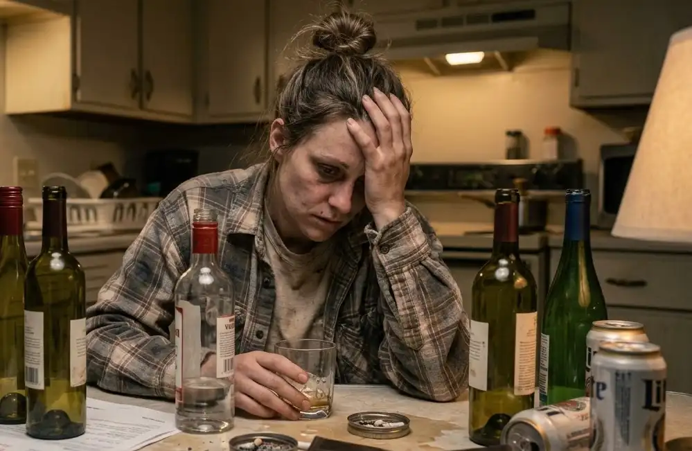 woman addicted to alcohol