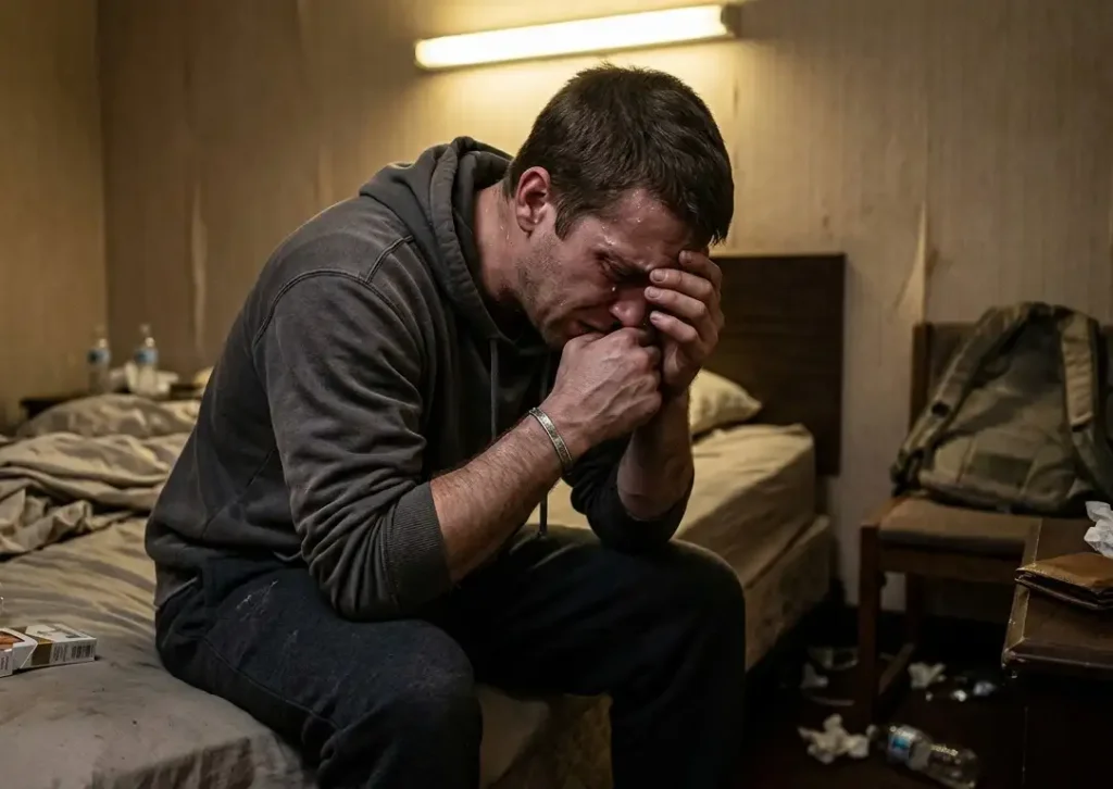 a man experiencing fentanyl withdrawal symptoms