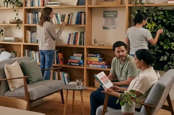 men and women in residential treatment