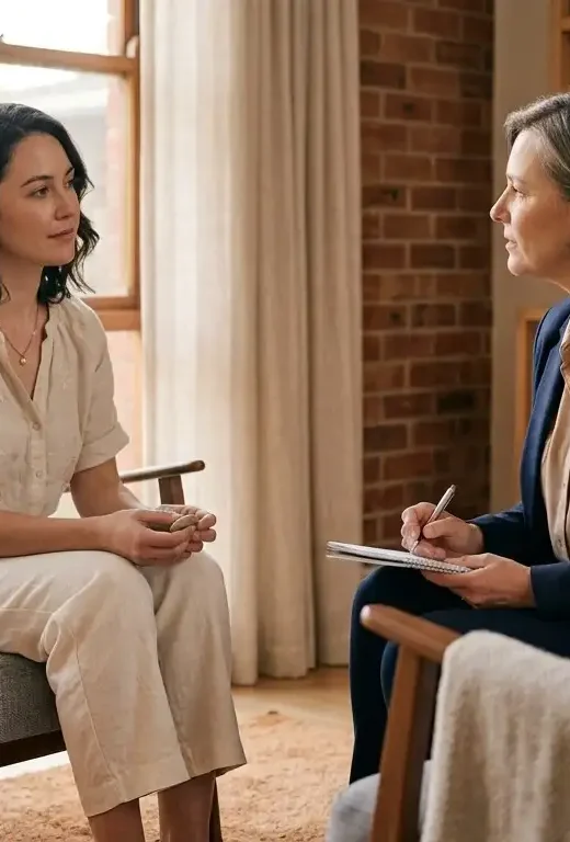 woman speaking with an addiction recovery counselor during cocaine addiction treatment