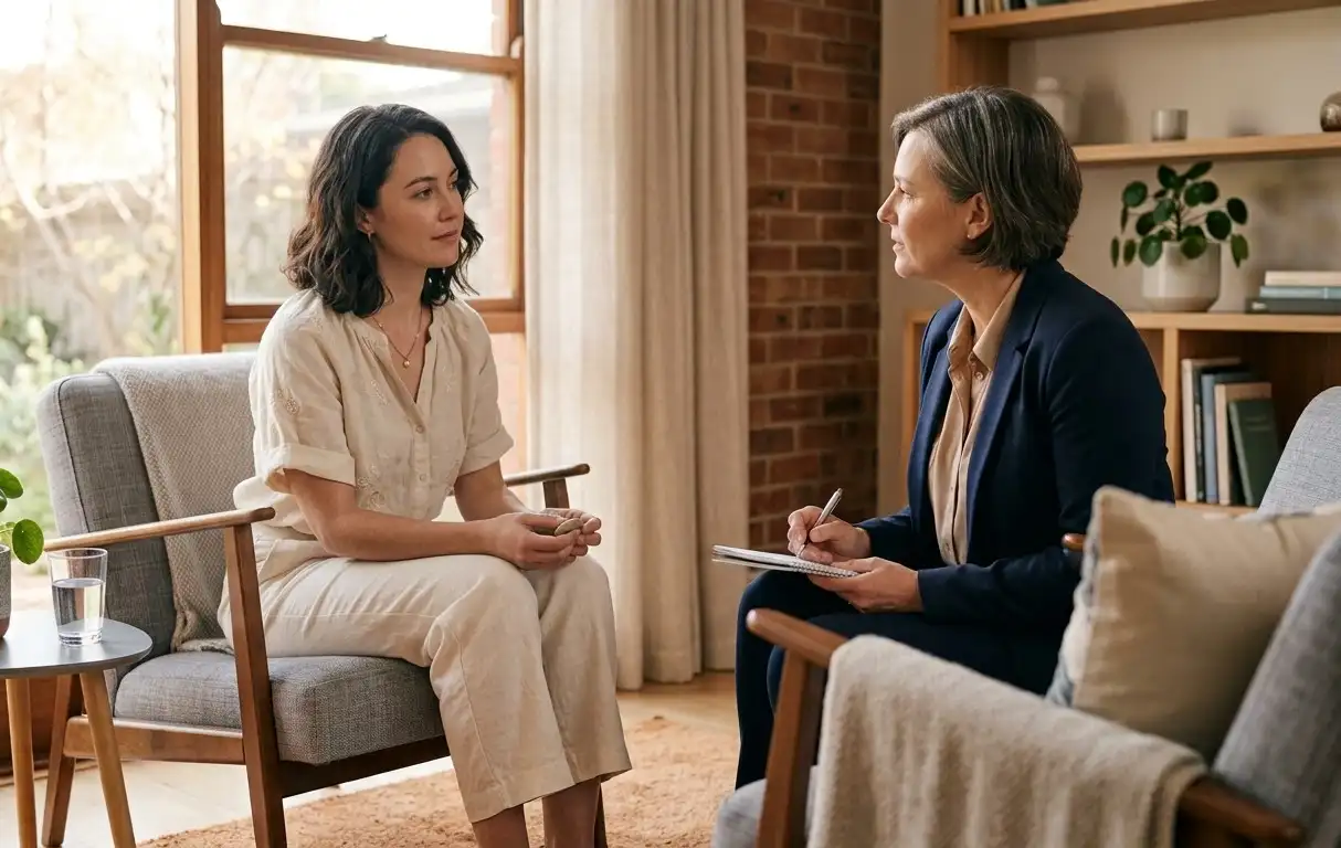 woman speaking with an addiction recovery counselor during cocaine addiction treatment